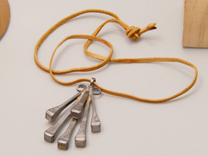 Vintage Swedish Modernist Abstract Pendant Medallion in Pewter 9