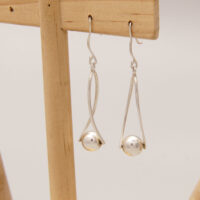 Modernist Ball Sphere Dangle Earrings in Sterling Silver 1970s 2