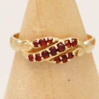 Vintage Garnet Spray Cluster Band Ring 9ct Yellow Gold Sheffield 1