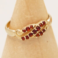 Vintage Garnet Spray Cluster Band Ring 9ct Yellow Gold Sheffield 6