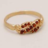 Vintage Garnet Spray Cluster Band Ring 9ct Yellow Gold Sheffield 7