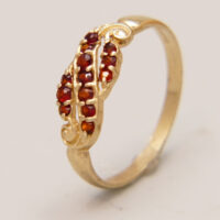 Vintage Garnet Spray Cluster Band Ring 9ct Yellow Gold Sheffield 9