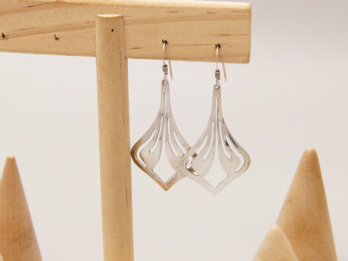 Vintage Sterling Silver Art Nouveau Style Dangle Earrings French Hook 2