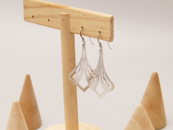 Vintage Sterling Silver Art Nouveau Style Dangle Earrings French Hook 3