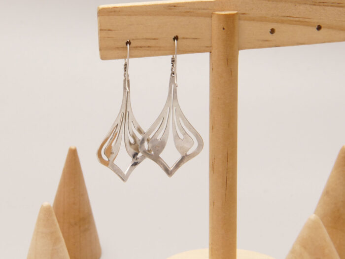 Vintage Sterling Silver Art Nouveau Style Dangle Earrings French Hook 4