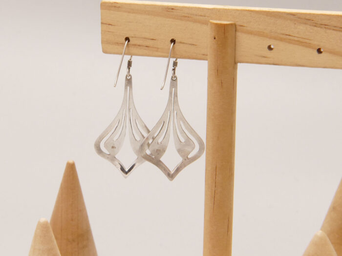 Vintage Sterling Silver Art Nouveau Style Dangle Earrings French Hook 5