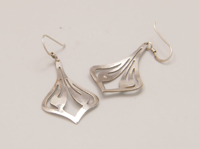 Vintage Sterling Silver Art Nouveau Style Dangle Earrings French Hook 6 Vintage Sterling Silver Art Nouveau Style Dangle Earrings French Hook 6