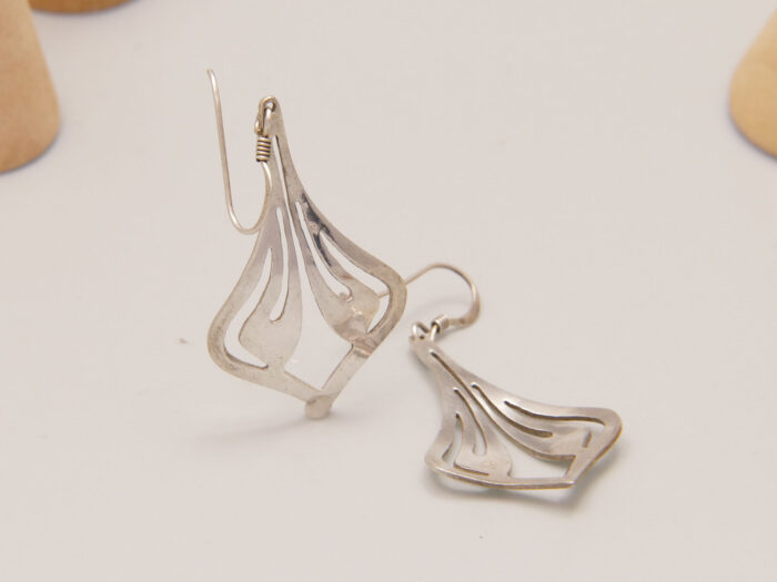 Vintage Sterling Silver Art Nouveau Style Dangle Earrings French Hook 7