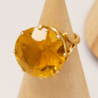 Vintage Yellow Topaz Cocktail Ring 9ct Yellow Gold 1970s 3