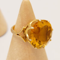 Vintage Yellow Topaz Cocktail Ring 9ct Yellow Gold 1970s 8