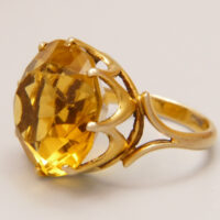 Vintage Yellow Topaz Cocktail Ring 9ct Yellow Gold 1970s 9