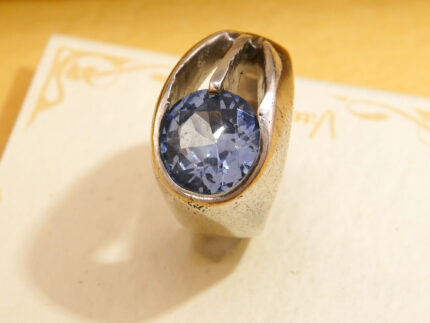 Modernist Blue Topaz Chunky Silver Ring Miguel Garcia Martinez 5