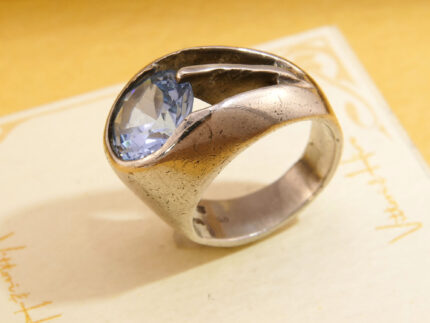 Modernist Blue Topaz Chunky Silver Ring Miguel Garcia Martinez 6