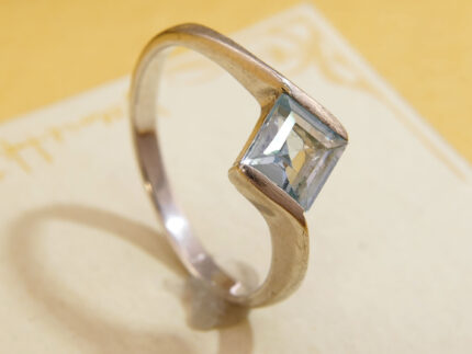 Modernist Cushion Princess Cut Aquamarine Silver Ring 6