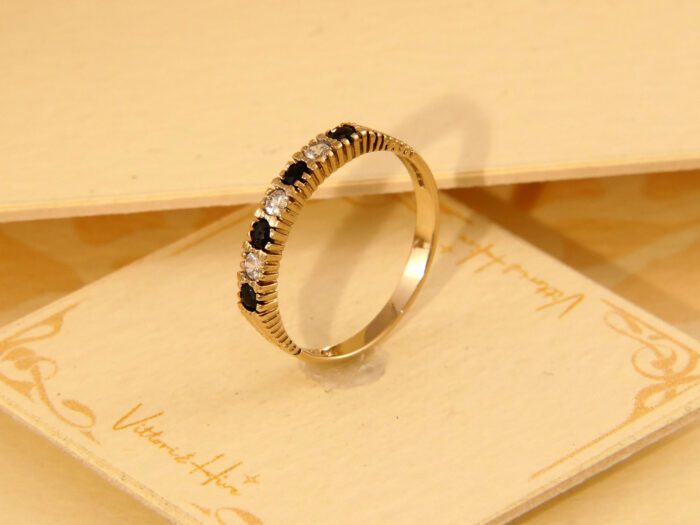 Vintage Blue Sapphire & Zirconia Half Eternity Band Ring 2000 4