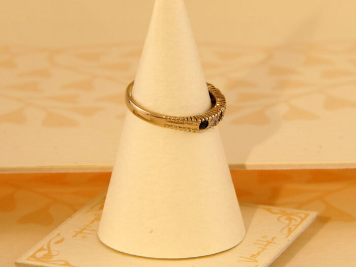 Vintage Blue Sapphire & Zirconia Half Eternity Band Ring 2000 7