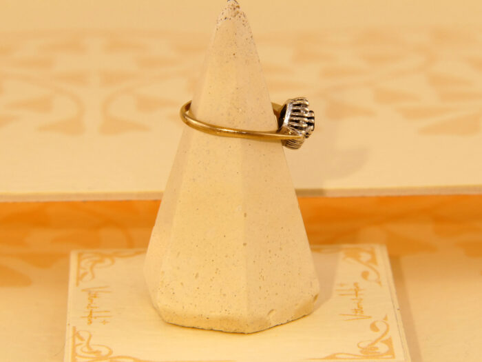 Vintage Childs Square Blue Sapphire Diamond 9ct Gold Ring London 1986 3