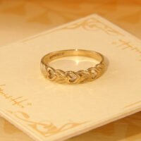 Vintage Friendship Band Ring 9ct Solid Gold Hearts Motif 1991 1