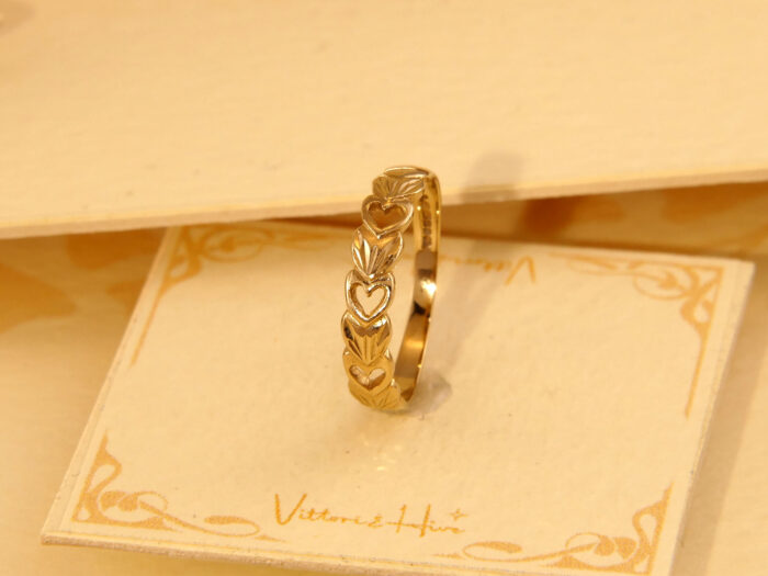 Vintage Friendship Band Ring 9ct Solid Gold Hearts Motif 1991 5