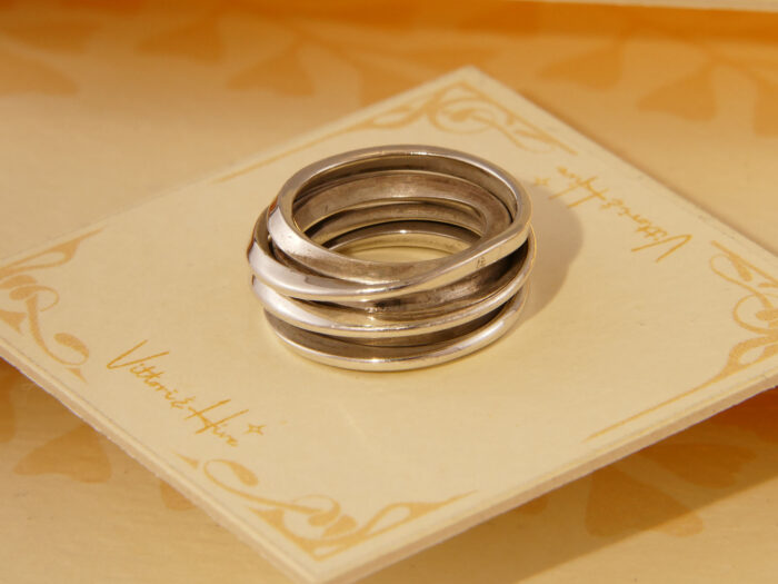 Vintage Modernist Heavy Solid Silver Overlaid Band Ring 1970s 3 Vintage Modernist Heavy Solid Silver Overlaid Band Ring 1970s 3