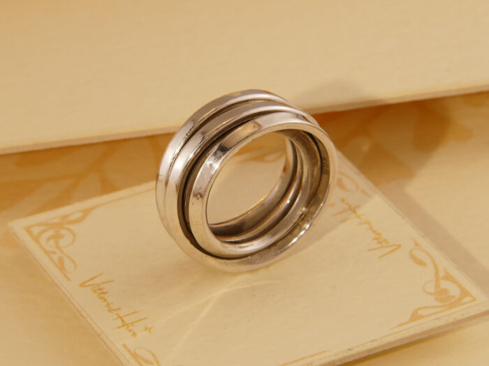 Vintage Modernist Heavy Solid Silver Overlaid Band Ring 1970s 8