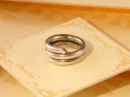 Vintage Modernist Thick Silver Spiral Band Ring 1970s 2