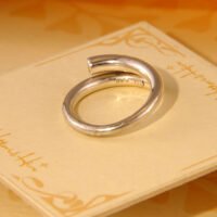 Vintage Modernist Thick Solid 830 Silver Band Ring 1970s 6