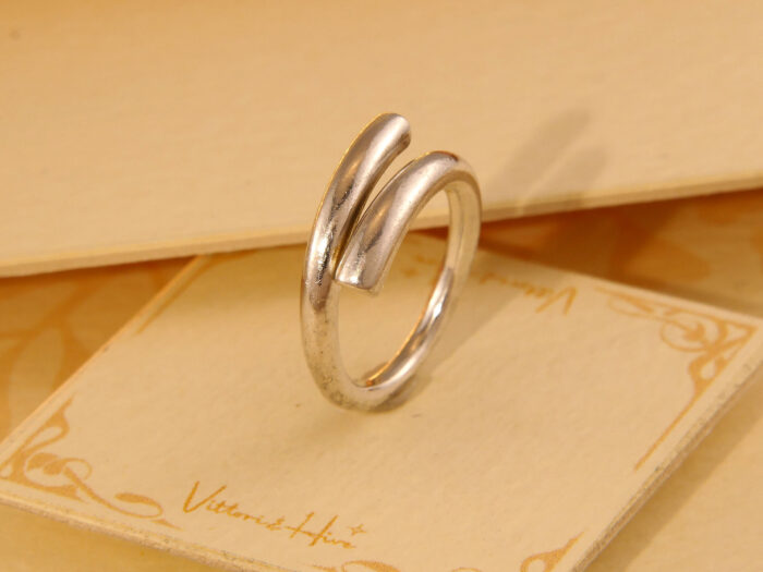 Vintage Modernist Thick Solid 830 Silver Band Ring 1970s 8