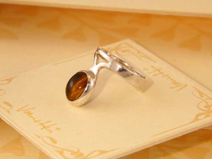 Vintage Modernist Tigers Eye Solid Silver Ring London 1974 4 Vintage Modernist Tigers Eye Solid Silver Ring London 1974 4