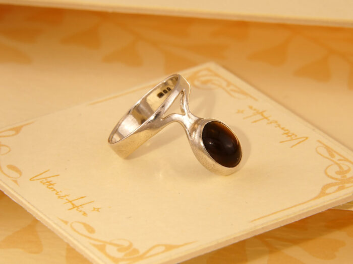 Vintage Modernist Tigers Eye Solid Silver Ring London 1974 5