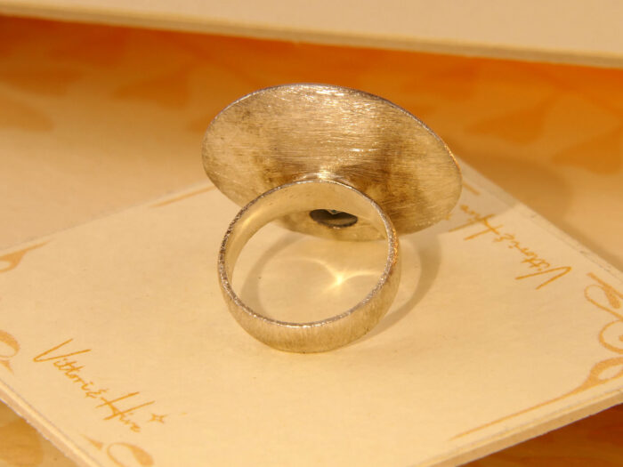 Vintage Retro Blue Topaz Brushed Silver Ring 1960s Style 3