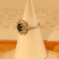 Vintage Sterling Silver Halo Cluster Travel Ring – Blue & Clear Paste 2
