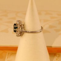 Vintage Sterling Silver Halo Cluster Travel Ring – Blue & Clear Paste 3