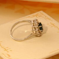 Vintage Sterling Silver Halo Cluster Travel Ring – Blue & Clear Paste 5