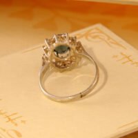 Vintage Sterling Silver Halo Cluster Travel Ring – Blue & Clear Paste 6