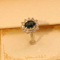 Vintage Sterling Silver Halo Cluster Travel Ring – Blue & Clear Paste 7