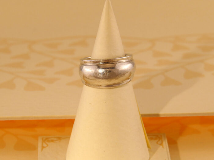 Vintage Thick Solid Silver Band Ring with Domed Front 1970s 1