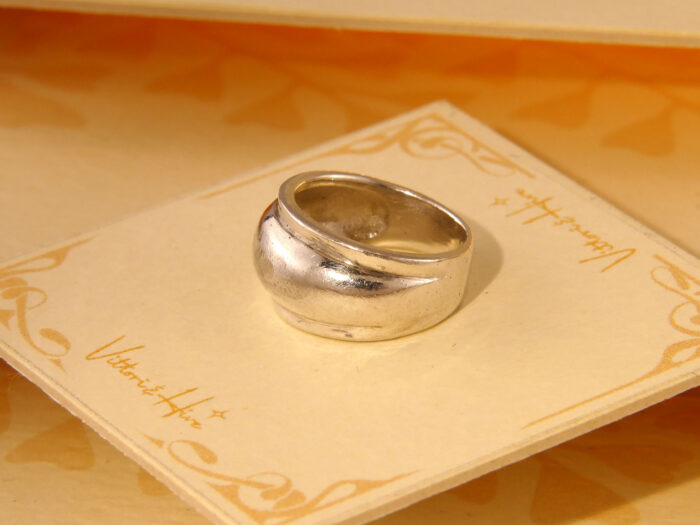 Vintage Thick Solid Silver Band Ring with Domed Front 1970s 3 Vintage Thick Solid Silver Band Ring with Domed Front 1970s 3