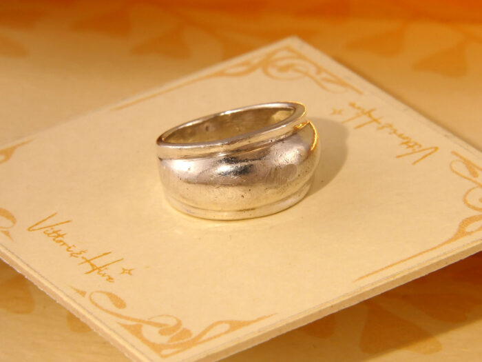 Vintage Thick Solid Silver Band Ring with Domed Front 1970s 4