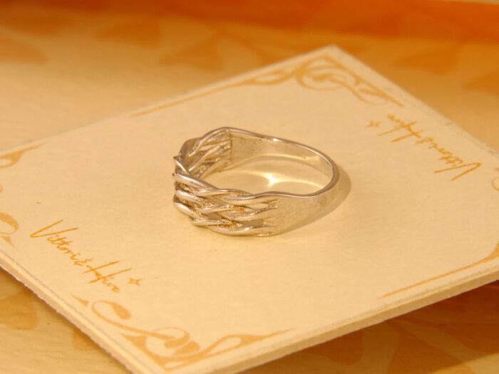 Vintage Woven Twisted Band Sterling Silver Ring 1957 2