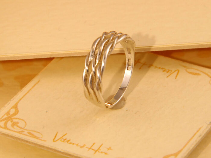 Vintage Woven Twisted Band Sterling Silver Ring 1957 6