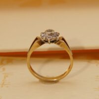 Antique Art Deco Diamond 9k Yellow Gold Ring hallmarked 1899 Geometric Star Design 10