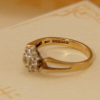 Antique Art Deco Diamond 9k Yellow Gold Ring hallmarked 1899 Geometric Star Design 3