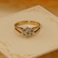 Antique Art Deco Diamond 9k Yellow Gold Ring hallmarked 1899 Geometric Star Design 5