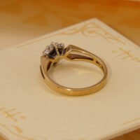 Antique Art Deco Diamond 9k Yellow Gold Ring hallmarked 1899 Geometric Star Design 6