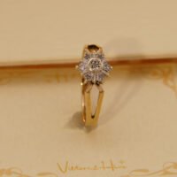 Antique Art Deco Diamond 9k Yellow Gold Ring hallmarked 1899 Geometric Star Design 7