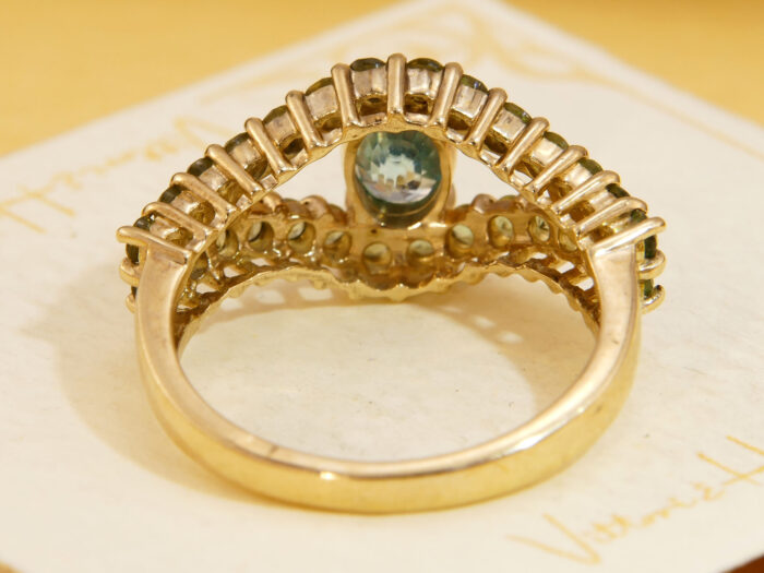 Blue Topaz Green Sapphire Evil Eye Yellow Gold Ring 3