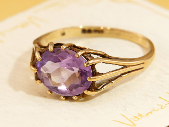 Modernist Pink Kunzite Ring in Solid 9K Yellow Gold 1971 2
