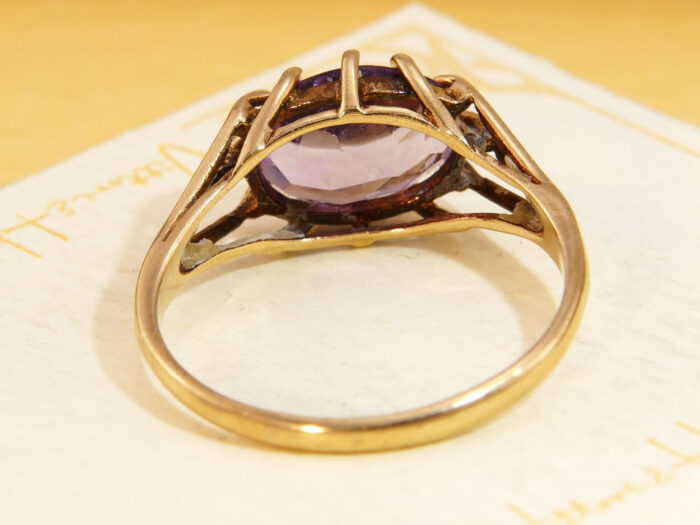 Modernist Pink Kunzite Ring in Solid 9K Yellow Gold 1971 4