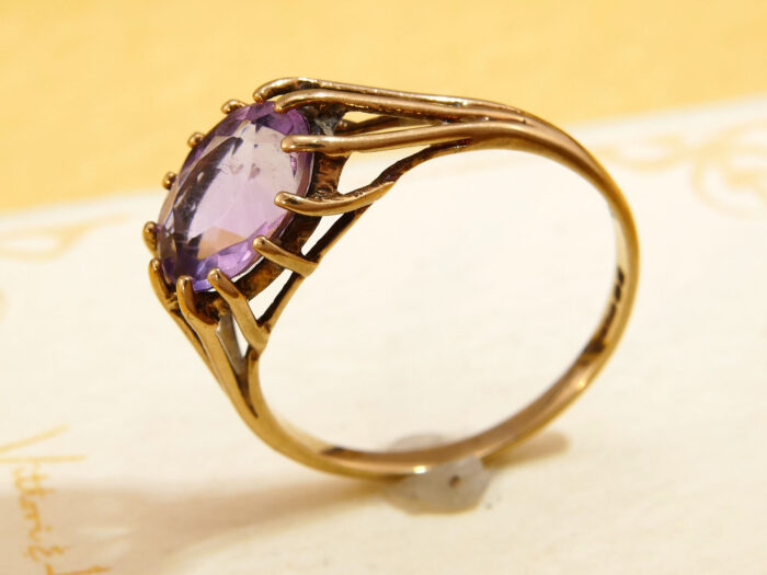 Modernist Pink Kunzite Ring in Solid 9K Yellow Gold 1971 7